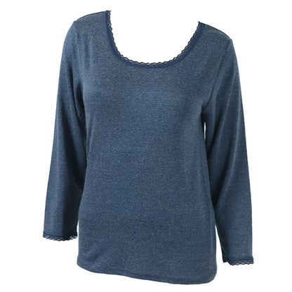 婦人 のびのびフィット 8分袖インナー 大きいサイズ のびる ストレッチ 伸縮性 長袖 快適 やさしい 肌触り なめらか M～4L 婦人 肌着 下着 伸びる シンプル 丸首