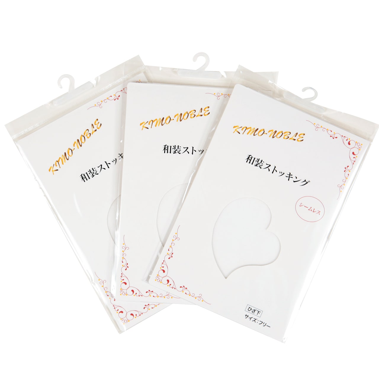 和装ストッキング ひざ下 ストッキング 白 3足組 フリーサイズ (ショートストッキング 膝下 和装 シームレス) (在庫限り)