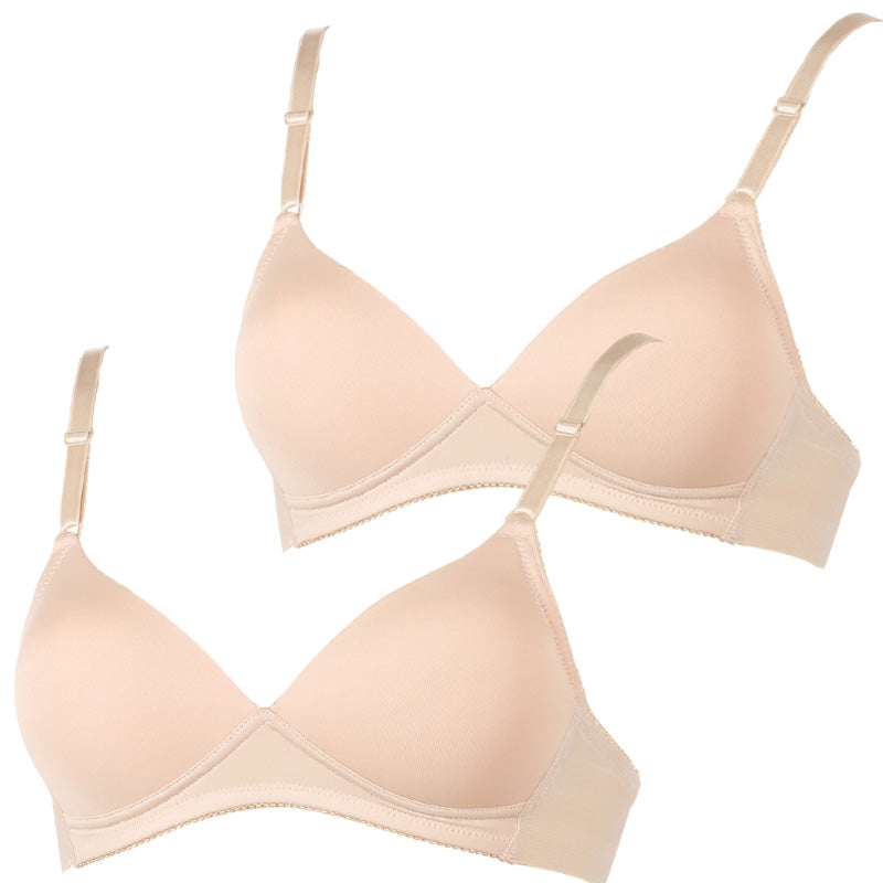 アツギ イーセレクト ノンワイヤーブラ シームレスカップ ブラジャー レディース 2枚セット M L LL 3L 4L 吸汗 速乾 下着 ブラ 女性 大きいサイズ 3l 夏 tシャツブラ インナー モールドカップ シンプル 無地 ひびきにくい 2枚組 まとめ売り