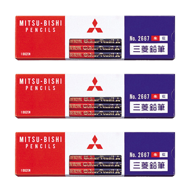 赤青鉛筆 赤青えんぴつ 丸軸 3ダース (12本入り×3) 三菱鉛筆 2667 あかあおえんぴつ 丸つけ 丸付け 採点 添削 チェック 学習用 色鉛筆 丸軸 2色 小学生 小学校 入学準備 新入学 新学期 学校 宿題 ノート プリント 文房具 筆記具 家庭学習 教師