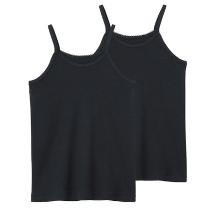 グンゼ キッズ キャミソール 綿100% 子供 肌着 女の子 シャツ 2枚組 100cm～160cm 下着 女児 セット 綿100 コットン キャミ ジュニア 100 110 120 130 140 150 160 白 黒 無地