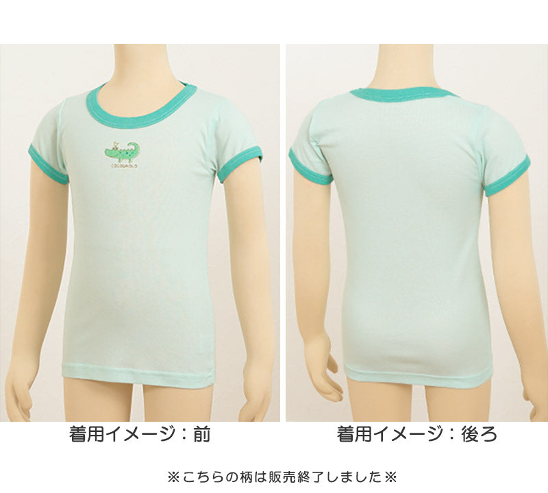 男児 綿100 インナー キッズ 半袖シャツ 半袖丸首シャツ 2枚組 100cm～140cm 柄 Tシャツ 半袖 丸首 クルーネック 男の子 子供 吸汗 綿 コットン 100 110 120 130 (在庫限り)