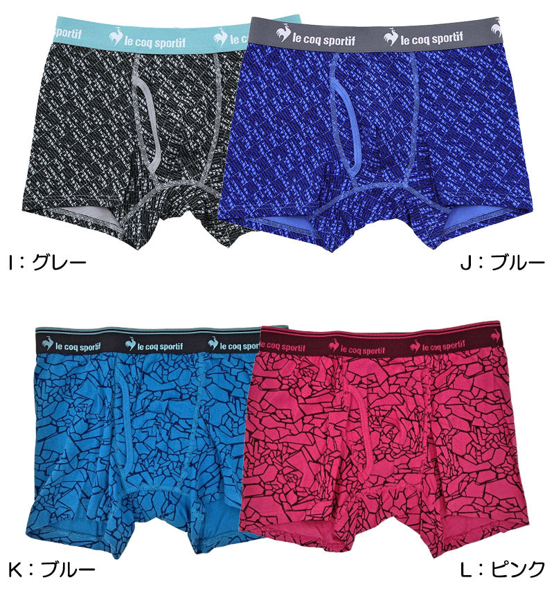 ボクサーパンツ ボクサーブリーフ メンズ ルコック le coq sportif ブランド ボクサー 前あき M～5L 前開き 綿混 紳士 男性 下着 インナー 柄パンツ 総柄 大きいサイズ 3l 4l (在庫限り)