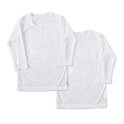 キッズ 8分袖シャツ 女の子 インナー 長袖 あったか 速乾 冬 2枚組 110～160cm 子供 下着 肌着 暖かい 女児 セット 乾きやすい 白
