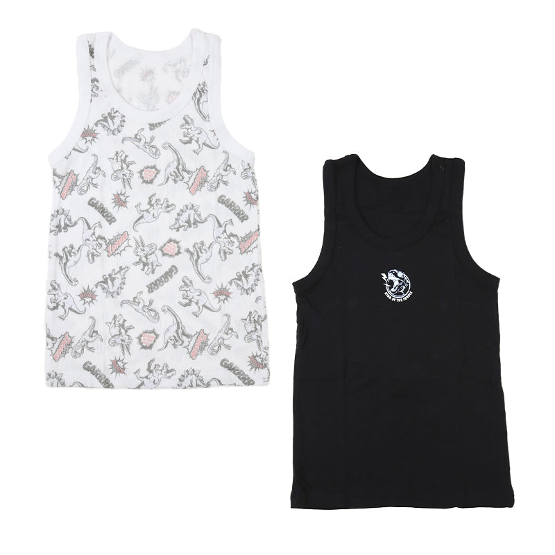 タンクトップ 男児 ランニング キッズ 子供 肌着 下着 綿100 コットン 2枚組 100cm～140cm 綿100% 総柄 男の子 男子 ボーイズ 子ども ノースリーブ スリーブレス アンダーウェア インナー (在庫限り)