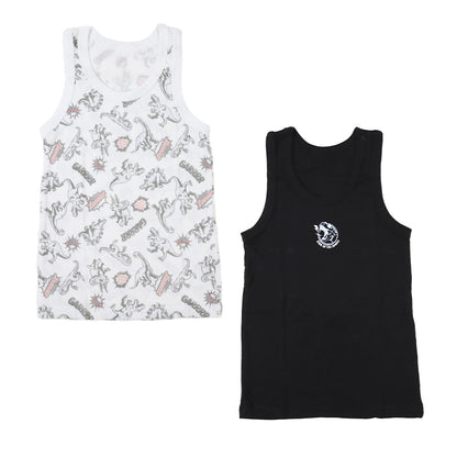 タンクトップ 男児 ランニング キッズ 子供 肌着 下着 綿100 コットン 2枚組 100cm～140cm 綿100% 総柄 男の子 男子 ボーイズ 子ども ノースリーブ スリーブレス アンダーウェア インナー (在庫限り)