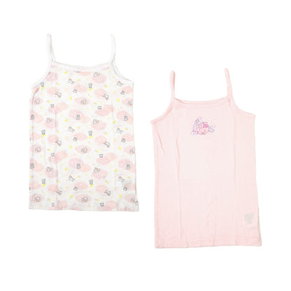 女児 キャミソール 肌着 キッズ 柄おまかせ 2枚組 110cm～140cm 下着 女の子 子供 綿100％ 幼児 ノースリーブ インナー かわいい キュート アソート おまかせ ランダム キッズインナー 110 120 130 140 (在庫限り)