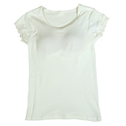 ブラトップ 半袖 カップ付 tシャツ 綿100 インナー レディース M～LL (カップ付き 半袖インナー Tシャツ フレンチ袖 下着 締め付けない ひびきにくい) (在庫限り)