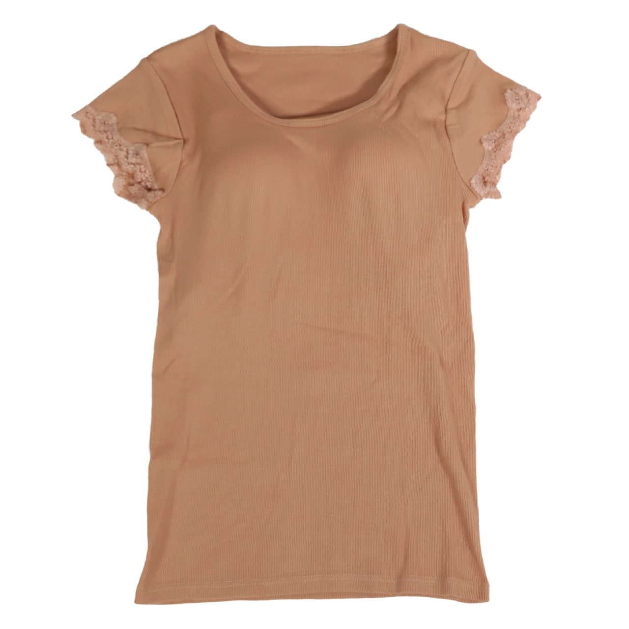 ブラトップ 半袖 カップ付 tシャツ 綿100 インナー レディース M～LL (カップ付き 半袖インナー Tシャツ フレンチ袖 下着 締め付けない ひびきにくい) (在庫限り)