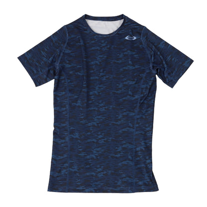 ライザップ メンズ コンプレッション 半袖Tシャツ M～LL (RIZAP 男性 紳士 スポーツ ヨガ フィットネス トレーニング 筋トレ ジム 運動 インナー 黒 総柄) (在庫限り)