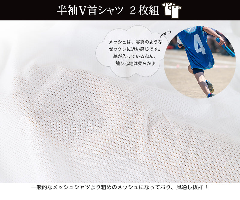 半袖 メンズ 肌着 Vネック Tシャツ メッシュ 2枚組 M～LL (下着 インナー シャツ 薄手 夏 涼しい tシャツ V首) (在庫限り)