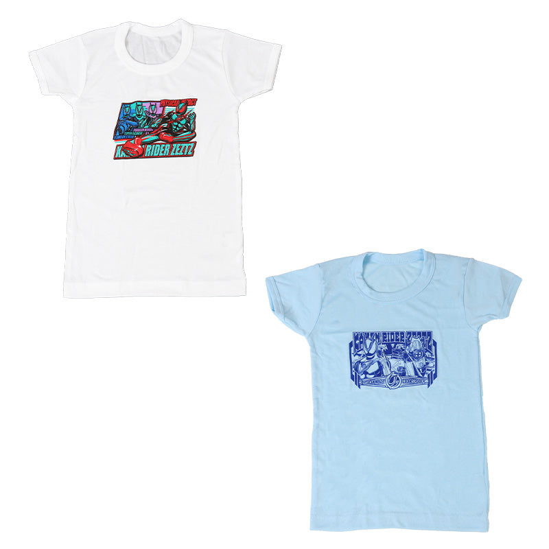 仮面ライダーゼッツ tシャツ 半袖 キッズ 男の子 インナー 2枚組 100 110 120 cm 子供 肌着 下着 男児 子供服 仮面ライダー まとめ買い 2P 綿混 丸首 シャツ 半袖 大人気 人気キャラクター 保育園 幼稚園 ホワイト 白 水色 ブルー 青 サックス
