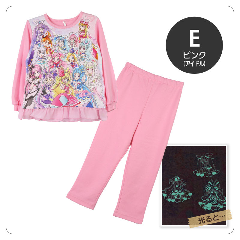 光るパジャマ プリキュア パジャマ 長袖 女の子 キッズ トレーナー 光る 上下セット 100 110 120 130 cm 女児 子供服 春 秋 子供 長ズボン お泊り保育 キミとアイドルプリキュア パジャマ上下 ルームウェア ルームウエア 部屋着 ぷりきゅあ