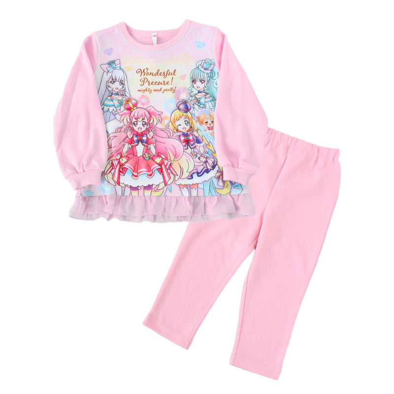 光るパジャマ プリキュア パジャマ 長袖 女の子 キッズ トレーナー 光る 上下セット 100cm～130cm 110cm 120cm 女児 子供服 春 秋 子供 長ズボン お泊り保育 わんだふるぷりきゅあ