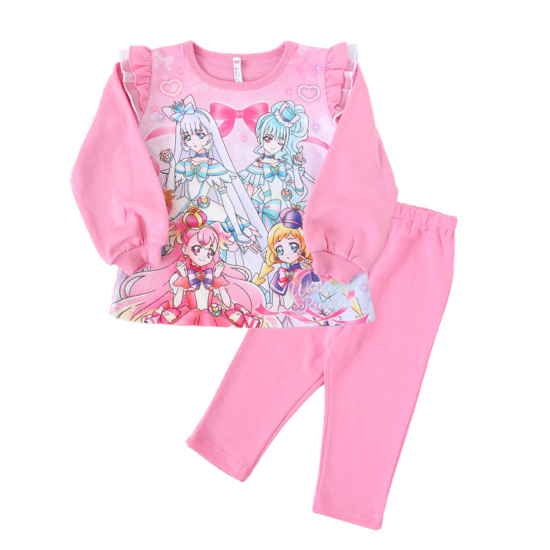 光るパジャマ プリキュア パジャマ 長袖 女の子 キッズ トレーナー 光る 上下セット 100cm～130cm 110cm 120cm 女児 子供服 春 秋 子供 長ズボン お泊り保育 わんだふるぷりきゅあ