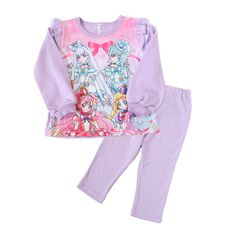 光るパジャマ プリキュア パジャマ 長袖 女の子 キッズ トレーナー 光る 上下セット 100cm～130cm 110cm 120cm 女児 子供服 春 秋 子供 長ズボン お泊り保育 わんだふるぷりきゅあ