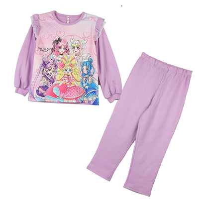 光るパジャマ プリキュア 長袖 キッズ パジャマ 女の子 トレーナー 光る 秋 春 上下セット 100 110 120 130 cm 子供 女児 子供服 長ズボン お泊り保育 キミとアイドルプリキュア ルームウェア ルームウエア 部屋着 ぷりきゅあ (送料無料)