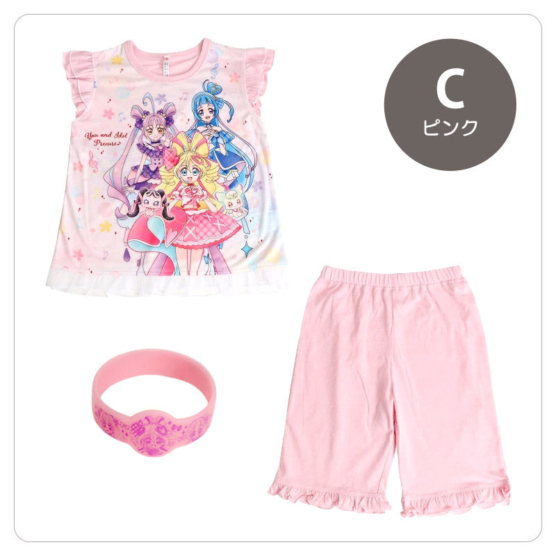 光るパジャマ プリキュア パジャマ キミとアイドルプリキュア 半袖 夏 100cm～130cm 110cm 120cm 女児 女の子 子供 キッズ 部屋着 入園祝い 入園準備 キャラクター