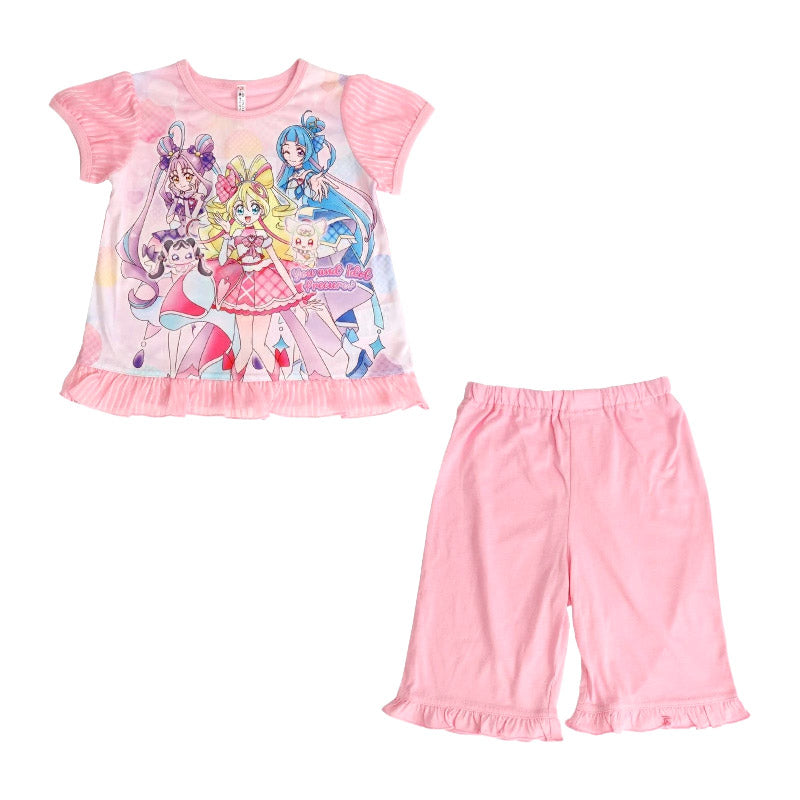 光るパジャマ プリキュア パジャマ キミとアイドルプリキュア 半袖 夏 100cm～130cm 110cm 120cm 女児 女の子 子供 キッズ 部屋着 入園祝い 入園準備 キャラクター