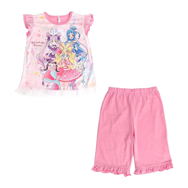 光るパジャマ プリキュア パジャマ キミとアイドルプリキュア 半袖 夏 100cm～130cm 110cm 120cm 女児 女の子 子供 キッズ 部屋着 入園祝い 入園準備 キャラクター