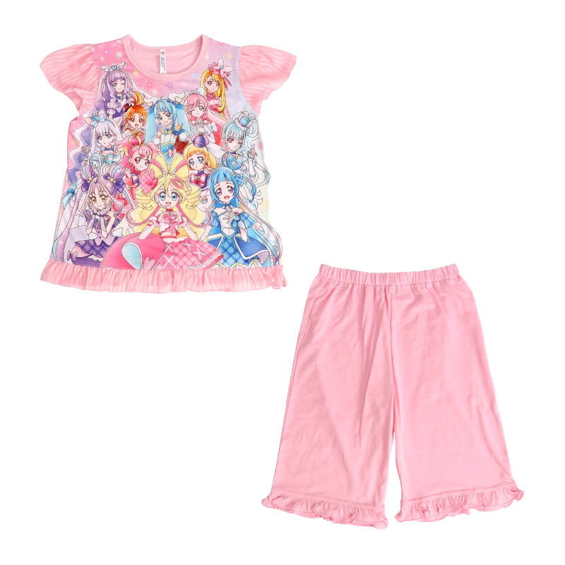 光るパジャマ プリキュア パジャマ キミとアイドルプリキュア 半袖 夏 100cm～130cm 110cm 120cm 女児 女の子 子供 キッズ 部屋着 入園祝い 入園準備 キャラクター