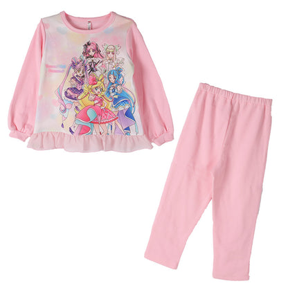 光るパジャマ プリキュア 裏起毛 長袖 女の子 冬 キッズ パジャマ トレーナー 光る 上下セット 100 110 120 130cm 女児 子供 キミとアイドルプリキュア お泊り保育 ルームウェア ルームウエア 部屋着 寝巻き 寝間着 綿混 (送料無料)