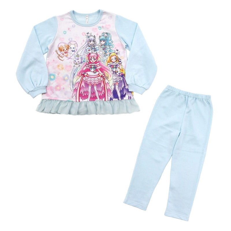 光るパジャマ プリキュア パジャマ 裏起毛 長袖 女の子 キッズ トレーナー 光る 冬 上下セット 100cm～130cm 110cm 120cm 女児 子供 わんだふるぷりきゅあ！ ひろがるスカイ！プリキュア お泊り保育