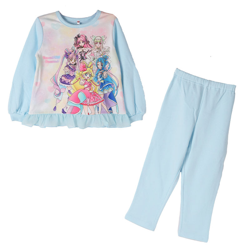 光るパジャマ プリキュア パジャマ 裏起毛 長袖 女の子 キッズ トレーナー 光る 冬 上下セット 100 110 120 130cm 女児 子供 キミとアイドルプリキュア お泊り保育 パジャマ上下 ルームウェア ルームウエア 部屋着 寝巻き 寝間着 女の子用 綿混 大人気
