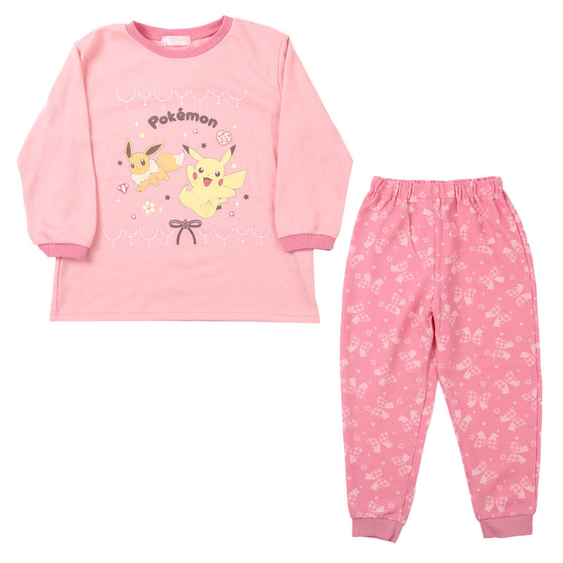 ポケモン パジャマ キッズ 長袖 女の子 上下セット 100cm 110cm 120cm 130cm ピカチュウ イーブイ 子供 子ども 秋 秋冬 冬用 子供服 長ズボン 上下セット 保温性