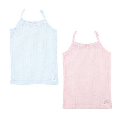 女児 キャミソール メッシュ キッズ 下着 女の子 2枚組 100cm～140cm (子供 ガールズ 子ども 肌着 ノースリーブ スリーブレス インナー) (在庫限り)
