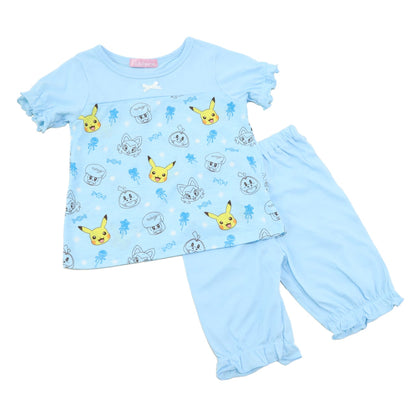 ポケモン パジャマ キッズ 半袖 半ズボン パジャマ セット 女の子 110 120 130 cm 子供 子ども 綿 薄手 春夏 秋 夏用 子供服 上下セット ピカチュウ ニャオハ ホゲータ クワッス ワッカネズミ サケブシッポ 天竺 ルームウェア 部屋着 寝巻き