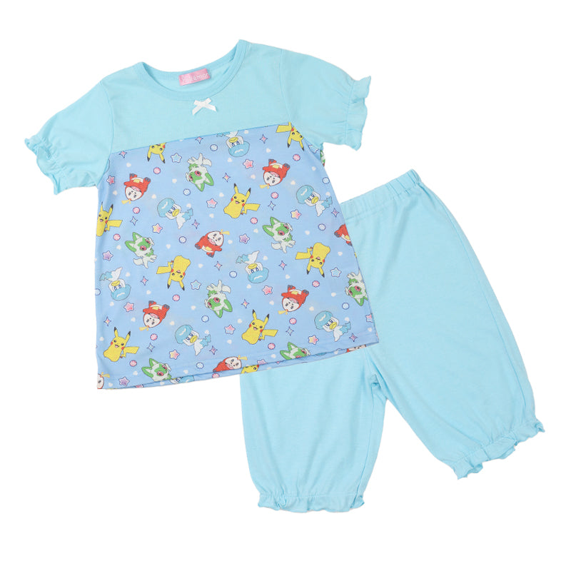 ポケモン パジャマ キッズ 半袖 半ズボン パジャマ セット 女の子 110cm～130cm 子供 子ども 綿 薄手 春夏 秋 夏用 子供服 110 120 130 上下セット ピカチュウ ニャオハ ホゲータ クワッス (在庫限り)