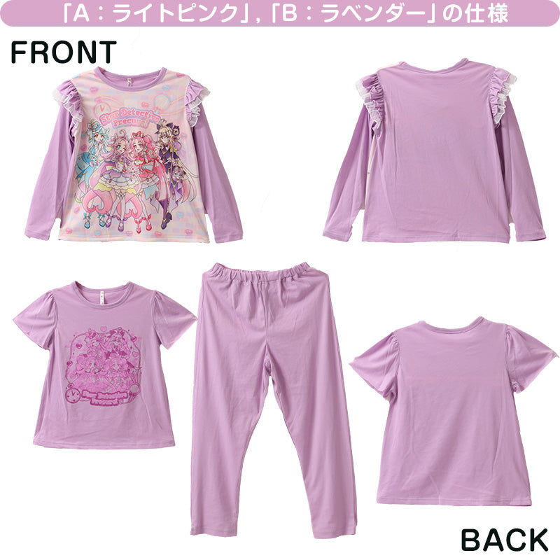 プリキュア パジャマ 名探偵プリキュア 光るパジャマ 半袖 長袖 セット 100 110 120 130 cm オールスターズ 女児 女の子 お泊り保育 光る プリキュア パジャマ 女児 プリキュア 光る2TOPSパジャマ パジャマ上下 ルームウェア ルームウエア 部屋着 寝巻き 寝間着