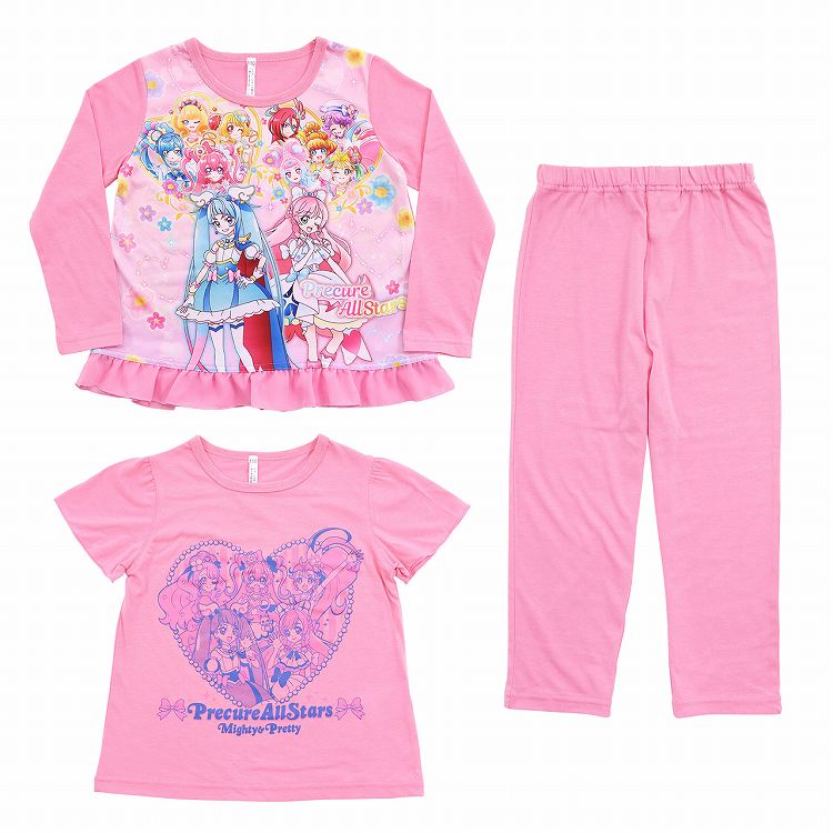 プリキュア パジャマ ひろがるスカイ！プリキュア 光るパジャマ 半袖 長袖 セット 100cm～130cm (ひろがるスカイ オールスターズ 110cm 120cm 女児 女の子 お泊り保育 光る ひろがるスカイ!プリキュア パジャマ) (在庫限り)