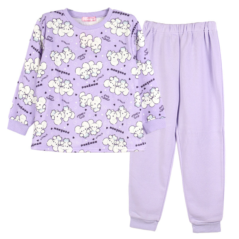 キッズ パジャマ ポケモン 裏起毛 長袖 女の子 あったかい ピカチュウ ワッカネズミ 総柄 上下セット 100 110 120 130 cm 子供 子ども 秋 秋冬 冬用 子供服 長ズボン ぽけもん ピカチュー ぴかちゅう 寝間着 女児用 お泊り保育 冬 秋 ギフト プレゼント