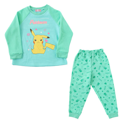 キッズ パジャマ ポケモン 裏起毛 長袖 女の子 あったかい ピカチュウ 上下セット 110cm～140cm 子供 子ども 秋 秋冬 冬用 子供服 長ズボン 110 120 130 140