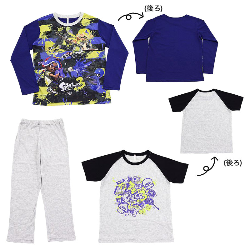 スプラトゥーン3 光るパジャマ 半袖 長袖 キッズ 男の子 上下セット 120～140cm 子供 120 130 140 子供服 春 秋 長ズボン スプラトゥーン スプラ ルームウェア 男児 ジュニア お泊り保育 (在庫限り)