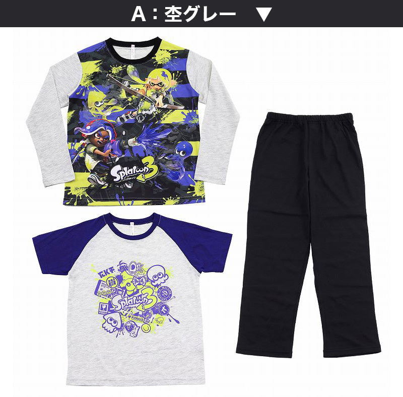 スプラトゥーン3 光るパジャマ 半袖 長袖 キッズ 男の子 上下セット 120～140cm 子供 120 130 140 子供服 春 秋 長ズボン スプラトゥーン スプラ ルームウェア 男児 ジュニア お泊り保育 (在庫限り)
