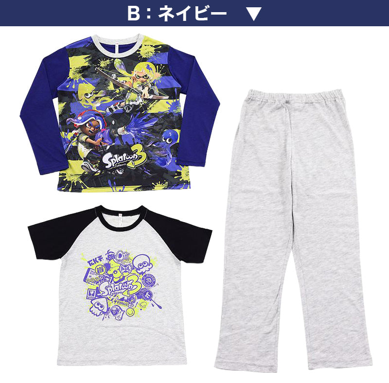 スプラトゥーン3 光るパジャマ 半袖 長袖 キッズ 男の子 上下セット 120～140cm 子供 120 130 140 子供服 春 秋 長ズボン スプラトゥーン スプラ ルームウェア 男児 ジュニア お泊り保育 (在庫限り)