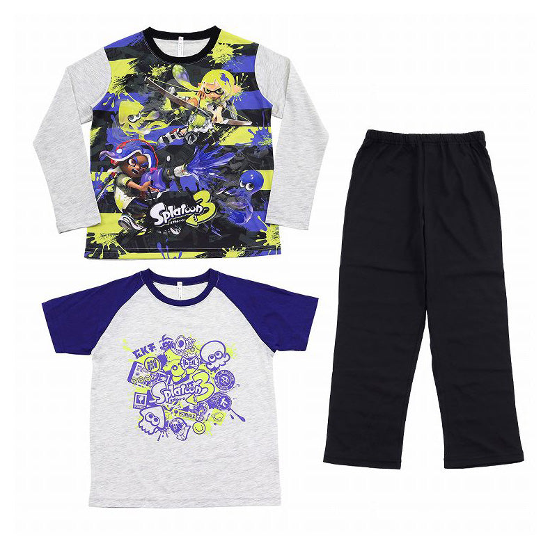 スプラトゥーン3 光るパジャマ 半袖 長袖 キッズ 男の子 上下セット 120～140cm 子供 120 130 140 子供服 春 秋 長ズボン スプラトゥーン スプラ ルームウェア 男児 ジュニア お泊り保育 (在庫限り)