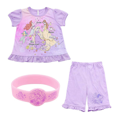 ディズニープリンセス 光るパジャマ 半袖 上下セット 100cm～130cm ( ラプンツェル アリエル ベル 女の子 お泊り保育 光るパジャマ 100 110 120 130 )