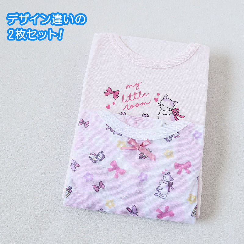 女児 インナー 半袖 綿 3分袖スリーマ キッズ 半袖シャツ 2枚組 110cm～140cm 子供 下着 シャツ 女の子 3分袖スリーマー セット 100 110 120 130 140 (在庫限り)