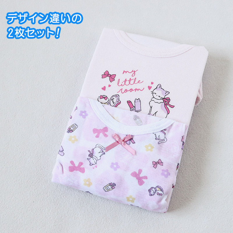 女児 インナー 綿 8分袖スリーマ キッズ 長袖シャツ 長袖 2枚組 110cm～140cm 子供 下着 シャツ 女の子 8分袖スリーマー セット 100 110 120 130 140 (在庫限り)
