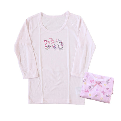 女児 インナー 綿 8分袖スリーマ キッズ 長袖シャツ 長袖 2枚組 110cm～140cm 子供 下着 シャツ 女の子 8分袖スリーマー セット 100 110 120 130 140