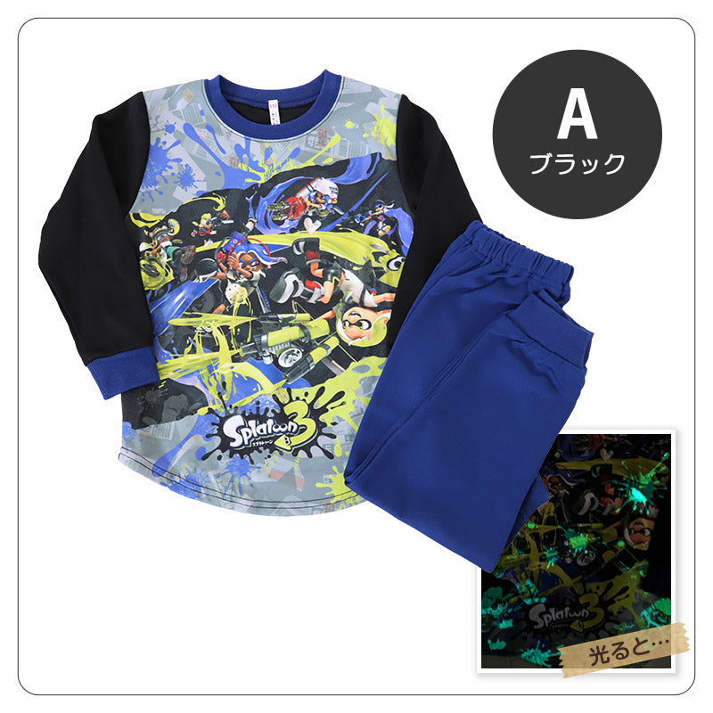 光るパジャマ スプラトゥーン パジャマ 長袖 キッズ スプラトゥーン3 上下セット 110 120 130 140 cm 子供 男の子 子供服 春 秋 スプラ トレーナー 光る ジュニア 男児 お泊り スプラトゥーン3 光るパジャマ パジャマ上下 ルームウェア ルームウエア 部屋着 寝巻き 綿混 (在庫限り)