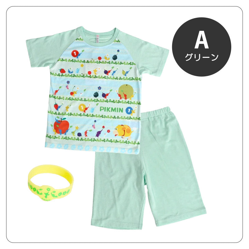 光るパジャマ ピクミン 半袖 パジャマ 男の子 女の子 夏 春 上下セット 110cm～140cm キッズ 子供 部屋着 ルームウェア ピクミン4 Tシャツ 光る 120cm 130cm ジュニア お泊り (在庫限り)