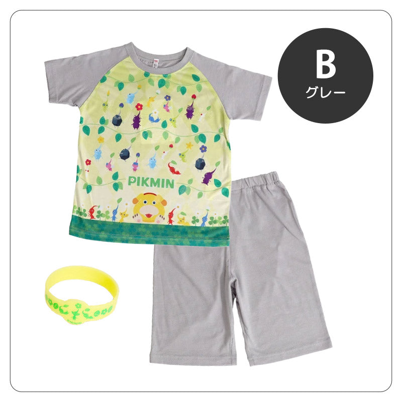 光るパジャマ ピクミン 半袖 パジャマ 男の子 女の子 夏 春 上下セット 110cm～140cm キッズ 子供 部屋着 ルームウェア ピクミン4 Tシャツ 光る 120cm 130cm ジュニア お泊り (在庫限り)