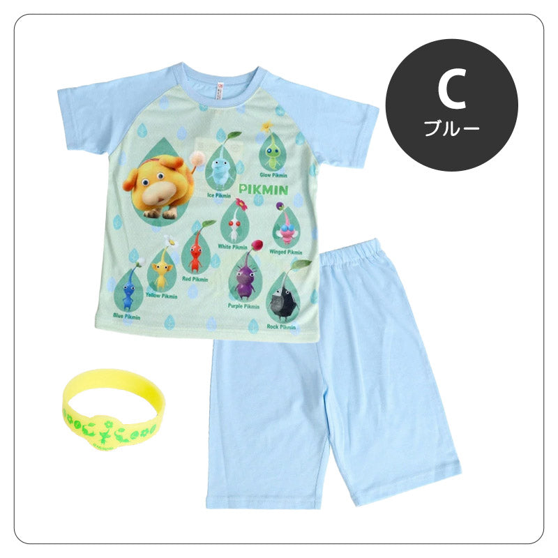 光るパジャマ ピクミン 半袖 パジャマ 男の子 女の子 夏 春 上下セット 110cm～140cm キッズ 子供 部屋着 ルームウェア ピクミン4 Tシャツ 光る 120cm 130cm ジュニア お泊り (在庫限り)
