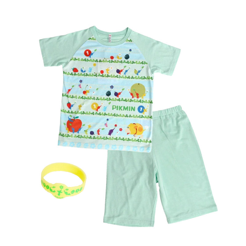 光るパジャマ ピクミン 半袖 パジャマ 男の子 女の子 夏 春 上下セット 110cm～140cm キッズ 子供 部屋着 ルームウェア ピクミン4 Tシャツ 光る 120cm 130cm ジュニア お泊り (在庫限り)
