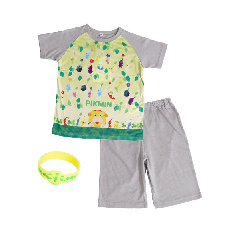 光るパジャマ ピクミン 半袖 パジャマ 男の子 女の子 夏 春 上下セット 110cm～140cm キッズ 子供 部屋着 ルームウェア ピクミン4 Tシャツ 光る 120cm 130cm ジュニア お泊り (在庫限り)